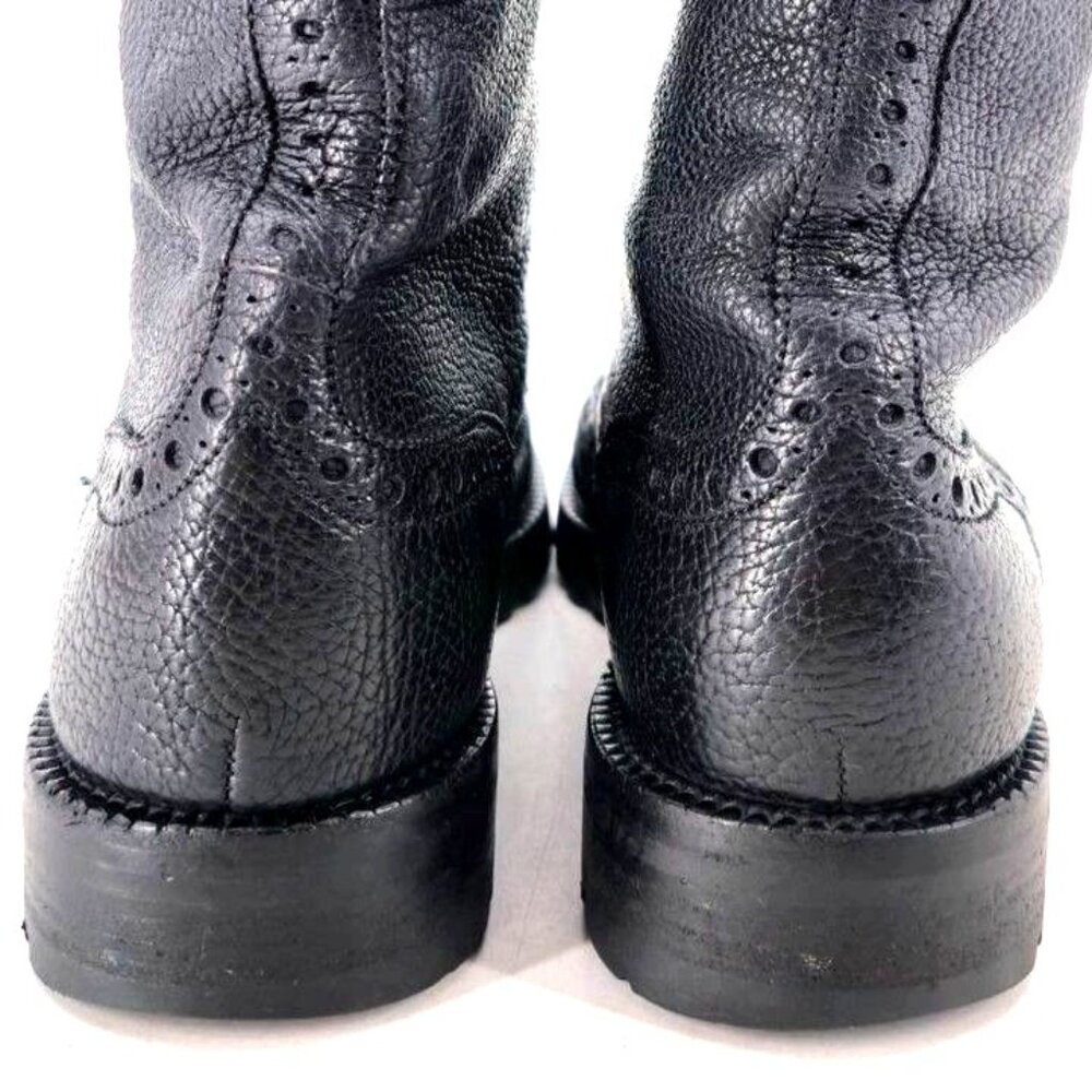 Bally of Switzerland Black Grain Leather Combat Boots Men 8 Wingtip Birbur Shoes - Picture 10 of 13